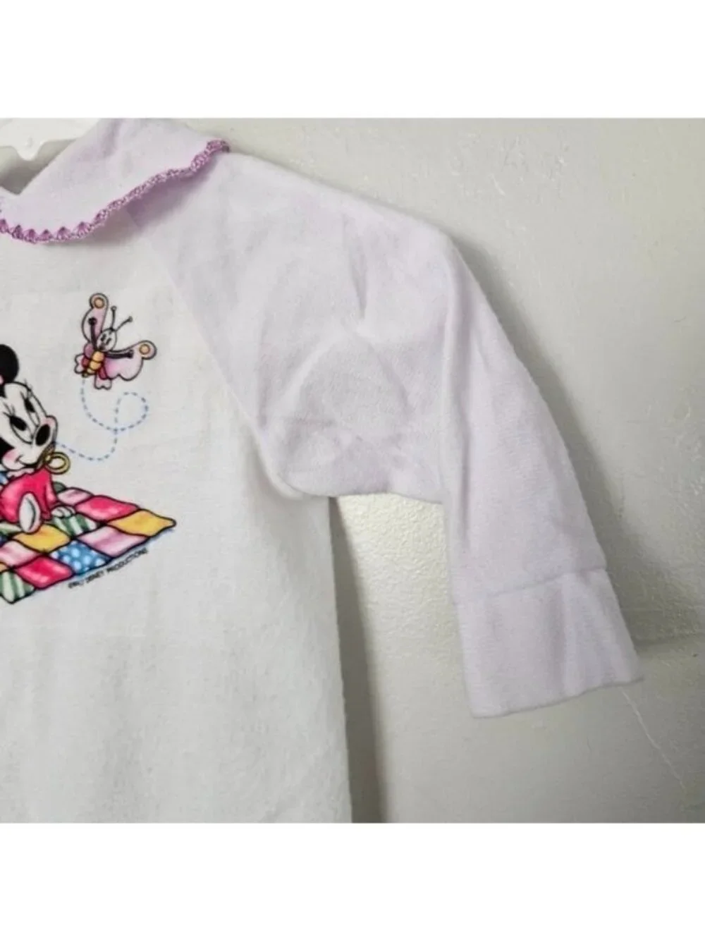 Playskool Vintage Minnie Mouse Disney Kids One Piece White Purple Footie Outfit